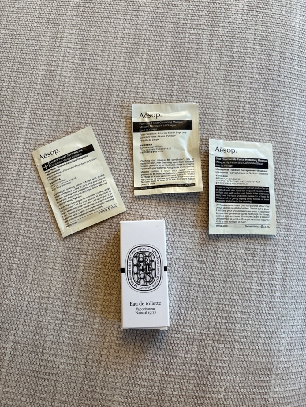Aesop and Diptyque samples